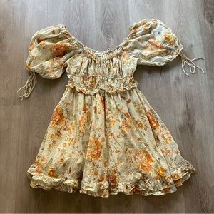 En Saison Floral Mini Dress - Cream and Orange